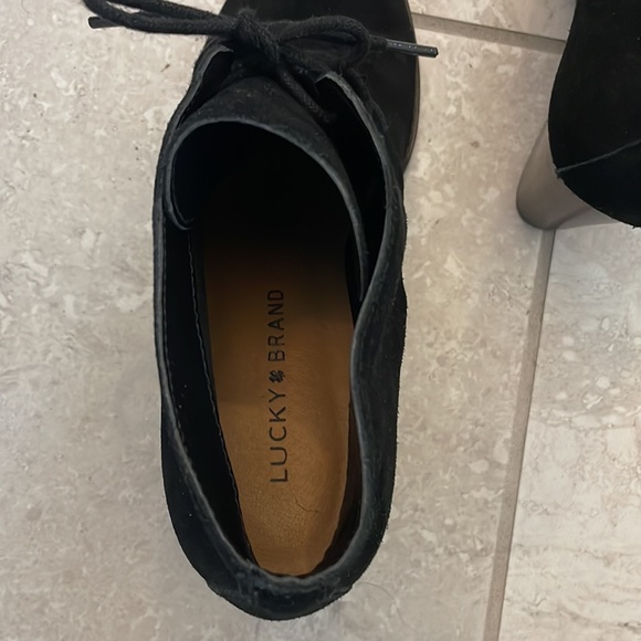 Lucky Brand Black Suede Wedge Booties - Picture 5 of 7